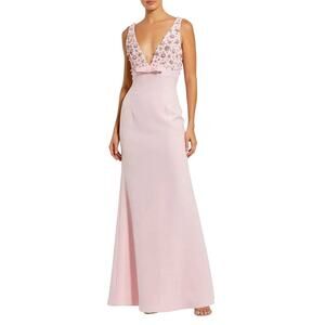 MAC DUGGAL 2278 Blush Pink Pearl Rhinestone Beaded Bodice Gown Size 10 $498